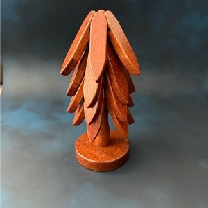 Natural Foldable  Walnut Wooden Trivet Set - 4 Trivets + 1 Stand